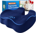 BlissTrends Thick Seat Cushion for Office Chair & Car Seat, XL, Blue | 5.2in Memory Foam with Removable Velvet Cover, Ergonomic Tailbone & Sciatica Support for Pressure Relief and Long Sitting by BlissTrends