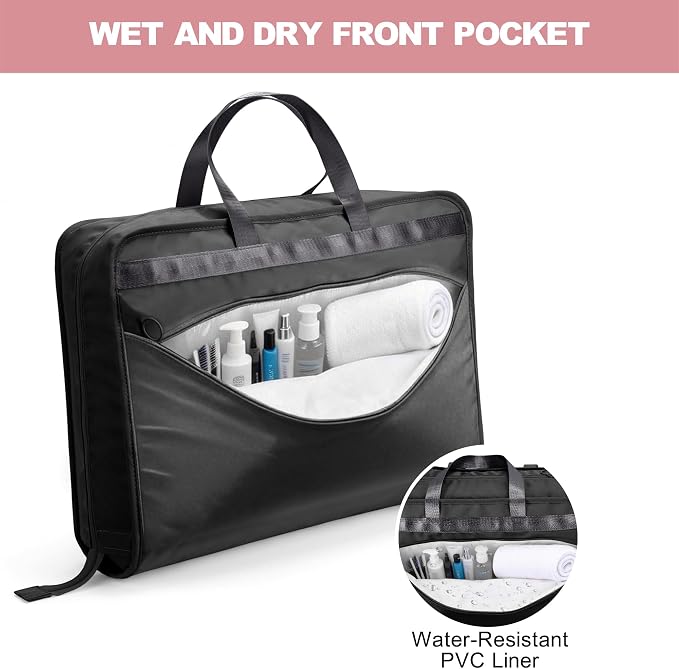 VS VOGSHOW Hanging Suitcase Organizer, 5 in 1 Foldable Travel Storage Bag for Women, Portable Packing Cube Closet with Compartments for Clothes (Black) - Image 6
