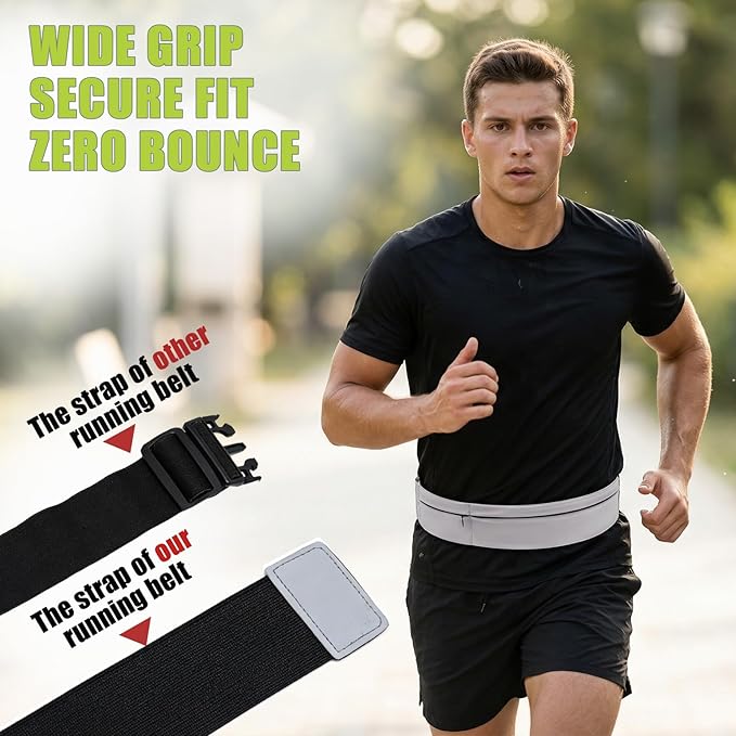 Slim Running Belt with Extender Strap - Waist Bag Fits Plus Sizes Without Bouncing, 2Pockets Holds Phone & Essentials for Workout (Blue) - Image 6