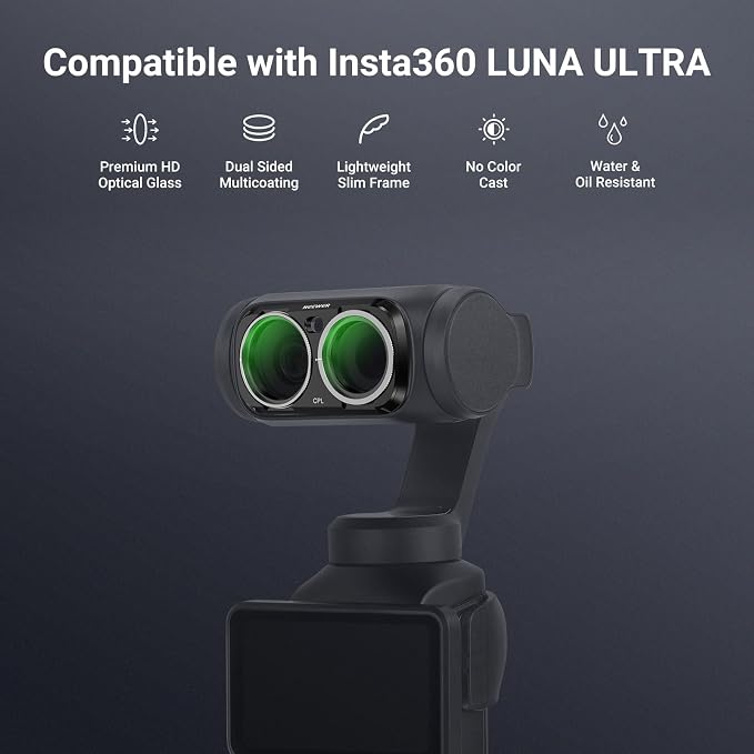 NEEWER ND Filter Set Compatible with Insta360 Luna Ultra Gimbal Camera Only | Variable Neutral Density (ND2-32), CPL, 1/4 Black Diffusion for Mist Cinematic Effect, FL-L03 - Image 2