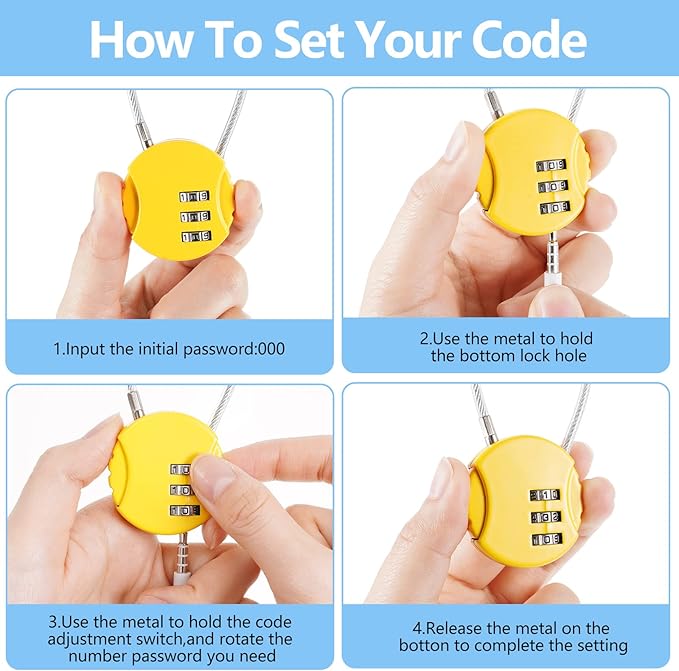 32 Pack Combination Wire Lock 3 Digit Small Combo Luggage Number Cable Padlock Outdoor Waterproof Resettable Lock for School Gym Locker Travel Backpack Suitcase Storage (Assorted Color) - Image 4
