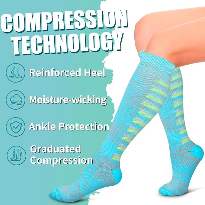 Compression Socks for Women & Men Circulation(6 pairs)-Graduated Supports Socks for Running, Athletic Sports - Image 6