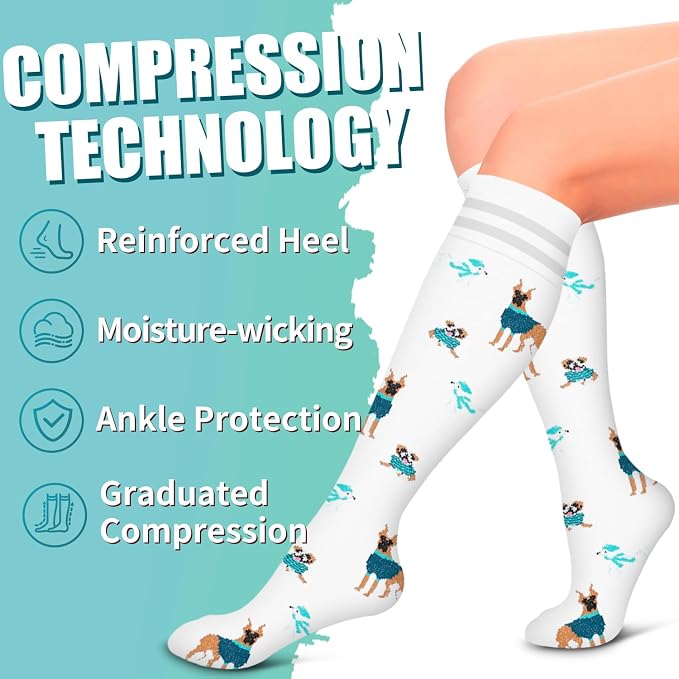 Compression Socks for Women & Men Circulation(6 pairs)-Graduated Supports Socks for Running, Athletic Sports - Image 6