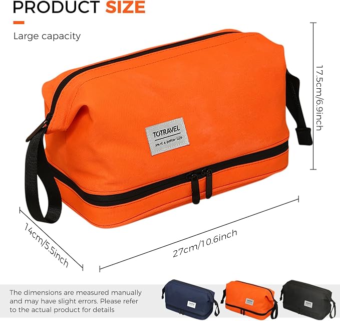 Travel Toiletry Bag Water-resistant with Hanging Hook for Mens Large Packing with Waterproof Wet/Dry Compartment Travel Shower Bags Travel Toiletry Organizer Dopp Kit Shaving Bag - Image 3