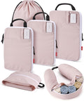 BAGSMART Compression Packing Cubes with Fillable Neck Pillow for Clothes | 1 Wearable Neck Pillow & 5 Travel Bags to Avoid Baggage Fees, Durable, Tear Resistant Washable Taslan Fabric with Card Slots by BAGSMART