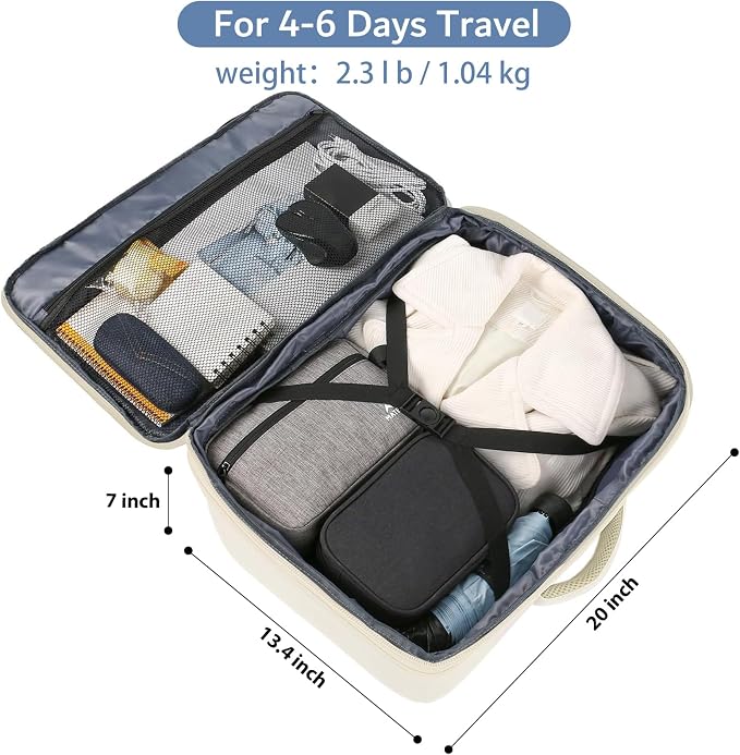 MATEIN Large Backpack for Travel Flight Approved, 45L Carry on Backpack | Expandable Daypack with Padded Shoulder Straps for Adult Men Women, Fits Overhead Bin, Lightweight, Travel Essential, Beige - Image 4