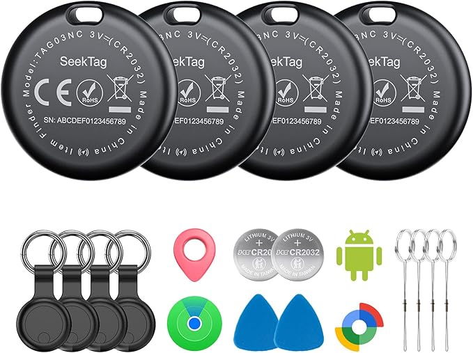 Air Tags for Android,Air Tags-4 Pack Android,Air Tracker Tags with 4 Case,2 Year Battery Life,Google & Apple Find Trackers for Google'S Find Hub App & Apple Find My,IP65 Waterproof Luggage Tracker by Unknown