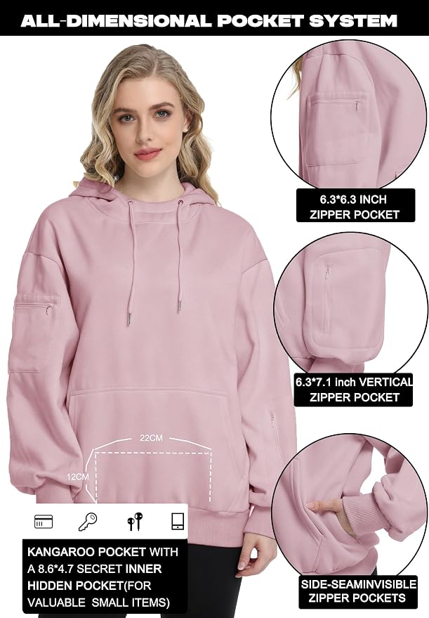 Unisex Travel Hoodie with Eyemask Fleece Sweatshirt Fall Winter | Airplane Hoodie with Multi Pockets & Eye mask Womens Sweatshirts Comfort Pullover Fleece Sweaters Fashion Tops for Couples - Image 3