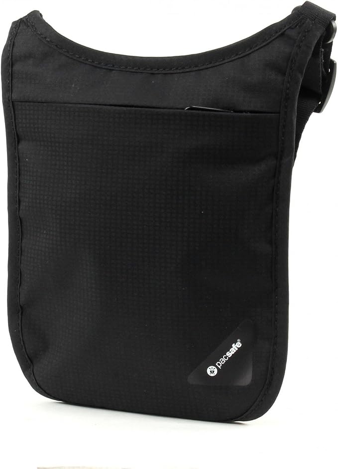 Pacsafe Coversafe V75 Anti-Theft RFID Blocking Passport Holder & Neck Pouch/Wallet - Fits up to Four Passports (or iPhone X) plus Credit Cards, for Women & Men (Black) by Pacsafe