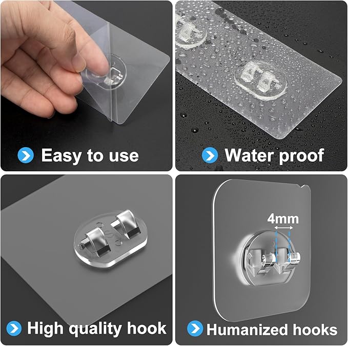 3 Pack Shower Caddy Adhesive Replacement, Strong Adhesive Hooks for Shower Caddy, Waterproof Adhesive Strips, No Drilling, for Bathroom Storage Shelves and Kitchen Racks - Image 4