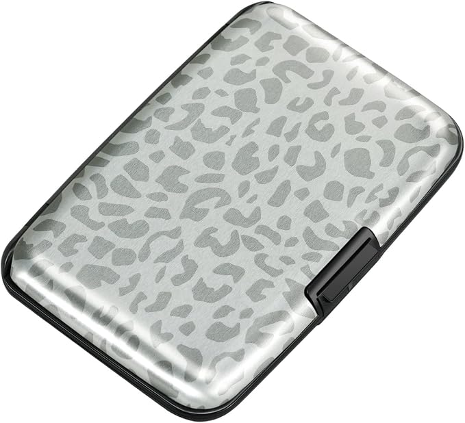 RFID Aluminum Wallet Credit Card Protector Case Holder for Men Women | Mini RFID Aluminum Wallet Credit Cards Holder Business Card Case Metal ID Case for Men Women(Grey Leopard Print) by ELFISH