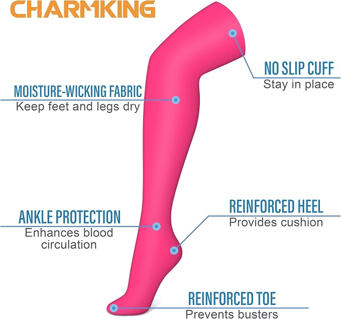 CHARMKING 3 Pairs Thigh High Compression Socks for Women and Men 15-20 mmHg Boost Circulation and All Day Comfort - Image 4
