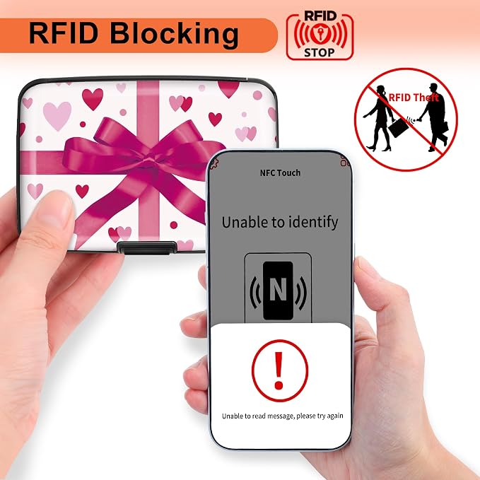Mayski Credit Card Holder for Women RFID Blocking Wallet, Heartfelt Gift | Card Wallets for Women Small Mini Business Metal Accordion Aluminum Alloy Hard Case for Men - Image 2