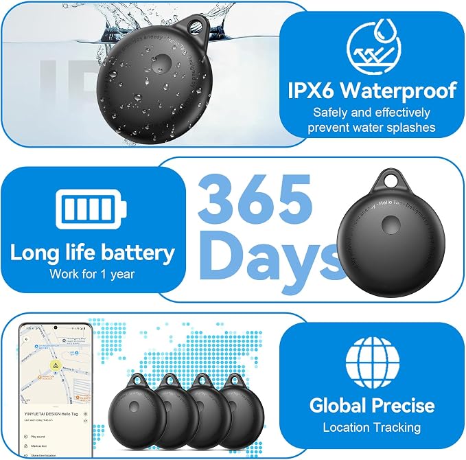 Android Smart Tags, 2026 New Smart Tags-4 Pack Android | Bluetooth Tracking Tag Compatible Google Find Hub App, Waterproof Keys Finder Item Locator for Keys, Wallets, Suitcases - Image 4