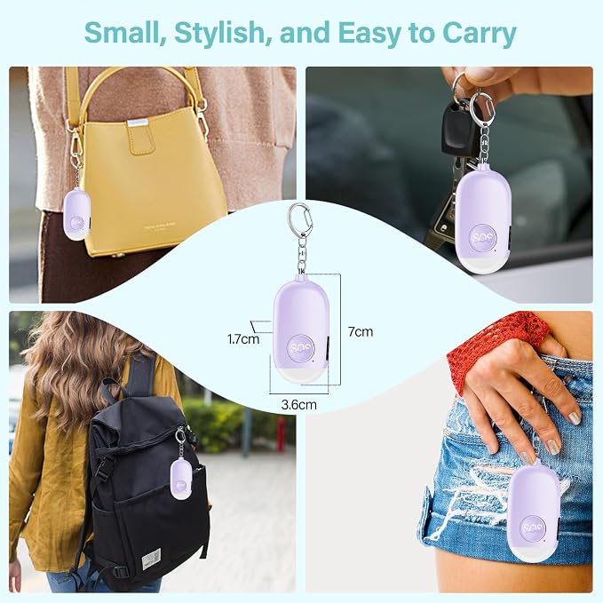 Hion Personal Safety Alarm for Women, 5 Pack Rechargeable 130dB Self Defense Alarm Keychain with LED Flashlight, Emergency Safe Sound Security for Children Elderly College Girls, Multi Colors - Image 8
