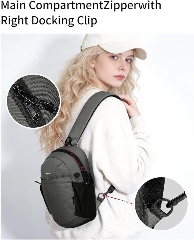 ECOHUB Anti-Theft Crossbody Bag Men Women RFID Blocking Lightweight Sling Backpack Water Resistant for Travel Hiking Outdoor - Image 4