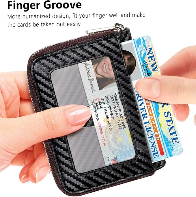 FurArt Zipper Wallet Women RFID Credit Card Holder keychain Wallet | ID Window RFID Blocking Compact Small business 15/16 slots - Image 2