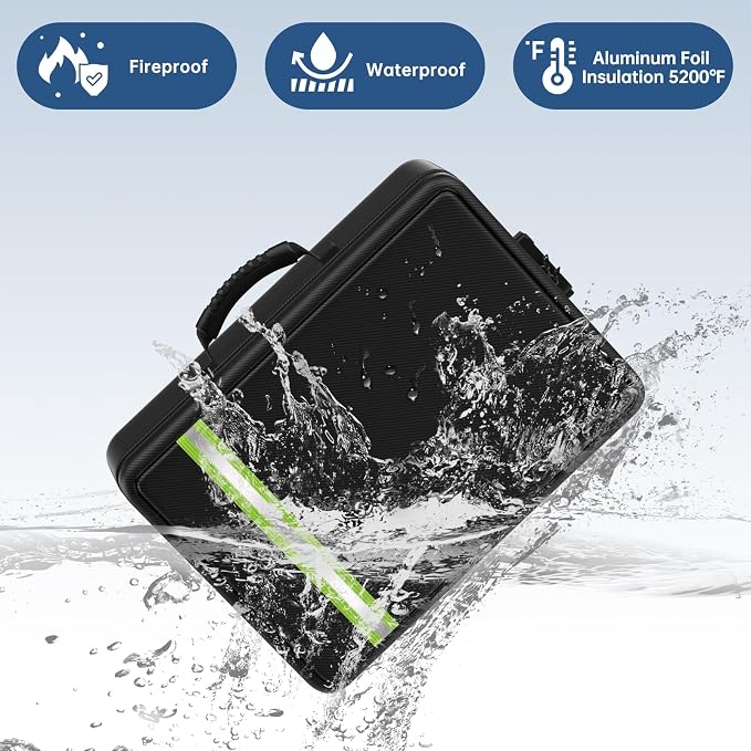 Fireproof Document Bag with Lock for Legal/Letter Files, Black | 5200℉ Fireproof Important Document Organizer with Waterproof Zipper, Large Portable Safe for Home Travel Office, Soft - Image 2