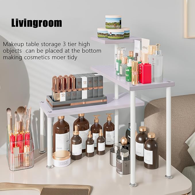 3 Tier Adjustable Countertop Organizer Corner Shelf | Countertop Organizer and Storage Rack for Kitchen, Bathroom, Over Sink, Coffee Bar, Spice Rack, Dresser Table - Image 5