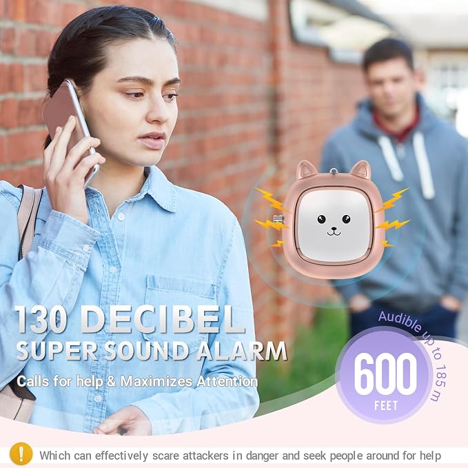 Safe Sound Personal Alarm, 130 dB Loud Siren Song Emergency Security Alarm Keychain with LED Light, Personal Sound Safety Siren for Women, Men, Children, Elderly(Rose Gold) - Image 2