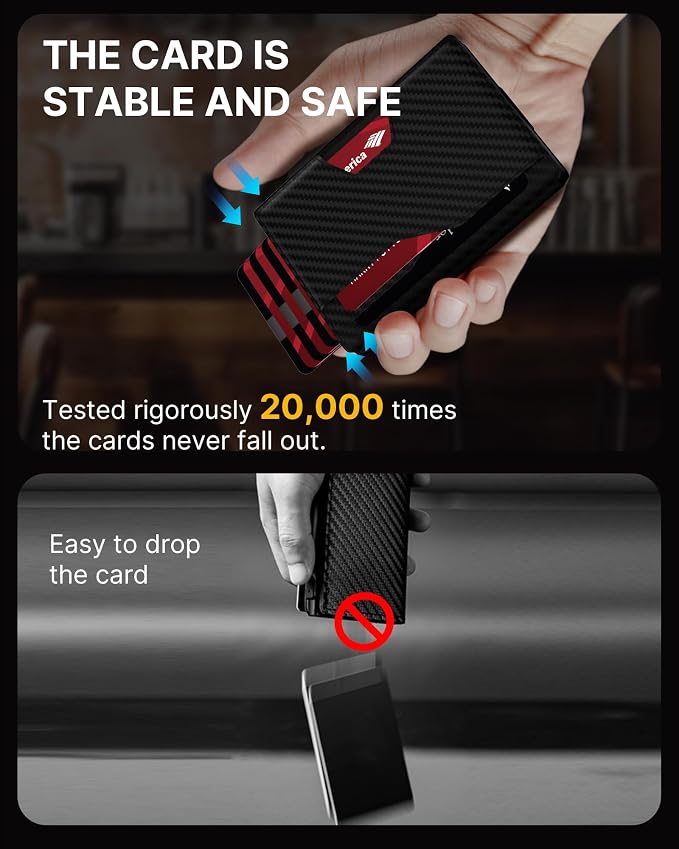 typecase Wallet for Men: Rfid-blocking with Money Clip Slim Leather Bifold Wallet ID Window Smart Pop Up Card Case Hold 9-13 Cards Front Pocket Wallet Gift for Men (Carbon Fiber Black) - Image 8