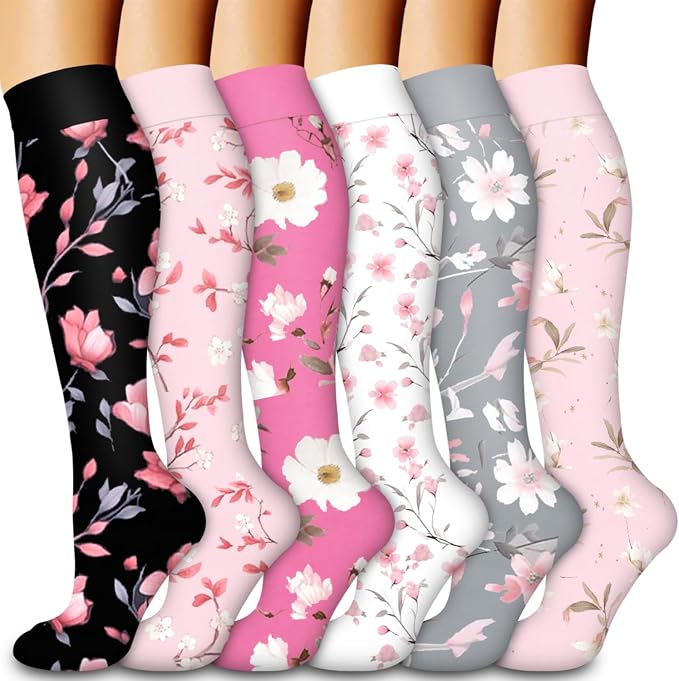 Compression Socks for Women & Men Circulation(6 pairs)-Graduated Supports Socks for Running, Athletic Sports by LaiteHebe