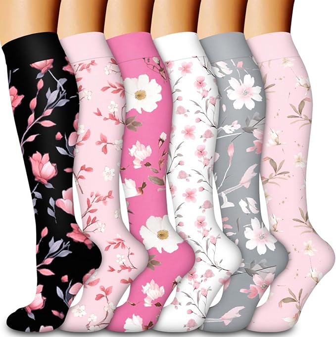 Compression Socks for Women & Men Circulation(6 pairs)-Graduated Supports Socks for Running, Athletic Sports by LaiteHebe