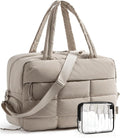 BAGSMART Gym Bag for Women, Carry on Travel Duffel Bag, Water-resistant Weekender with Shoe Compartment for Gym Travel Work, Khaki, Large by BAGSMART