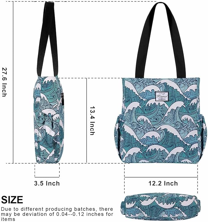KAMO Floral Tote Bag - Waterproof Lightweight Handbags Travel Shoulder Bag for Hiking Yoga Gym Swimming Travel Beach - Image 3
