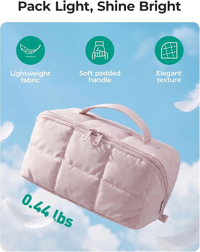 BAGSMART TSA-Ready Makeup Bag, Water-Resistant Travel Toiletry Organizer | TSA-ready opens flat to see all makeup roomy lightweight water-resistant dual zippers PVC pouch packs slim for travel - Image 6