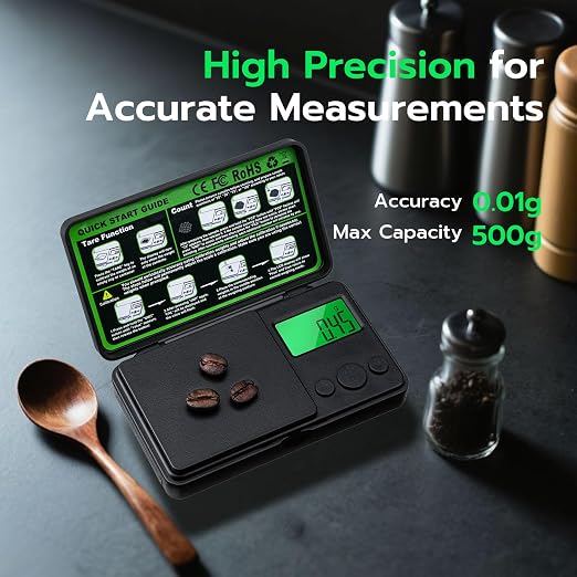 Mcbazel Digital Pocket Gram Scale 500g x 0.01g High Precision Mini Kitchen Scale with LCD Display for Food, Jewelry, Coin, Coffee, Grains, Powder Medicine - Image 2