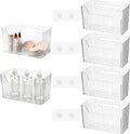 4pcs Adhesive Cabinet Door Storage Bin Wall Mounted Inside Over Cabinet Door Organizer Clear Storage Shelf Containers For Food Under Sink Storages Shelf Refrigerator Kitchen Bathroom Office by Yolev