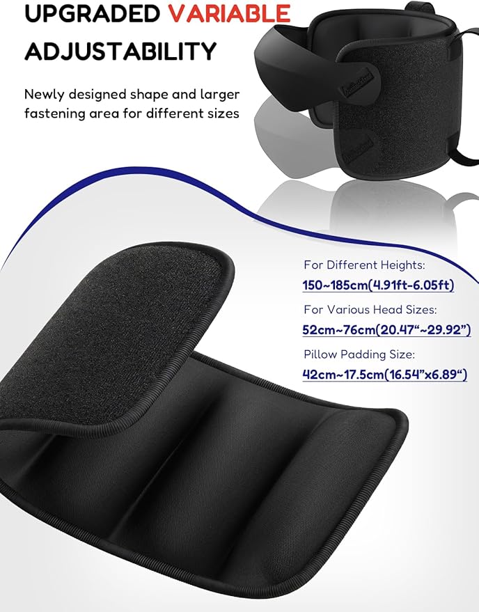 Travel Pillow for Airplanes Head Strap Support, 3D Eye Mask | 360 Airline Sleep Support Headrest Pillow No Bobbing Head Sleeping Aid Travel Essentials Long Flights/Car/Trip Mottled Red - Image 6