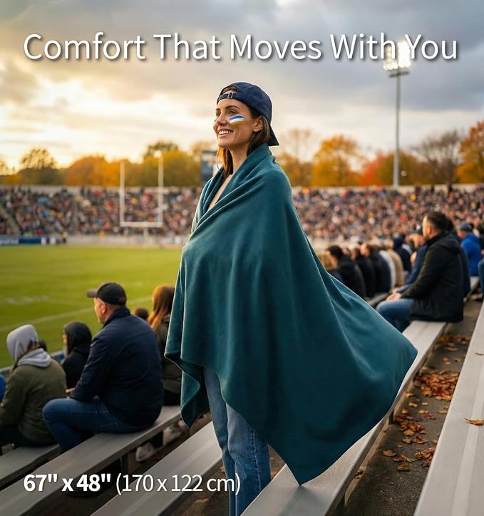 Travel Blanket Lightweight and Breathable, 67 x 48 Soft Airplane Blanket for Travelers, Foldable Camping Sheet with Stuff Sack for Train, Camp, Traveling (Teal) - Image 3