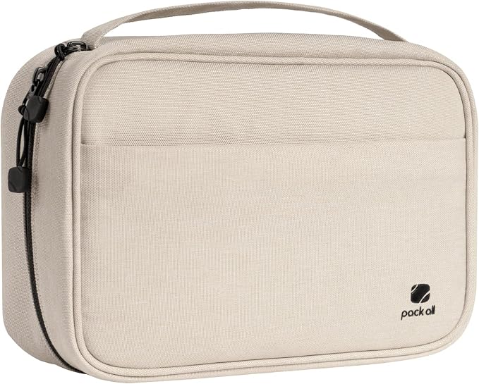 pack all Electronic Organizer Plus, Shockproof Cable Organizer Bag | Large Capacity, Water-resistant, Portable & Durable, Travel Tech Pouch for Chargers, Phones, USB Cords, Beige - Image 4