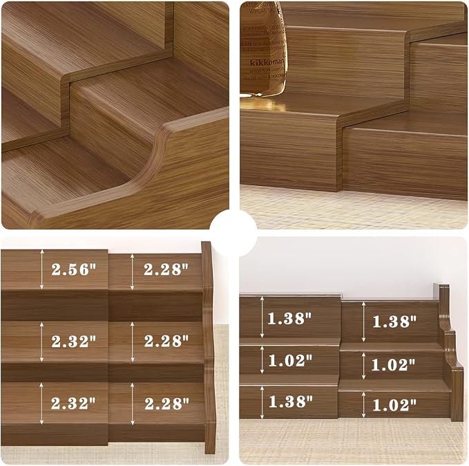 Bamboo Spice Rack Cabinet Organizer - 3 Tier Wooden Expandable Walnut Display Shelf - Image 5
