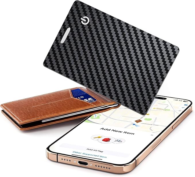 [Apple MFi Certified] Wallet Tracker Card with Apple Find My (iOS Only) Rechargeable Air Tracker Tags Bluetooth Wallet Finder IP68 Waterproof GPS Tracker Item Finder for Keys, Bags, Passport Black by QUICKHORSE
