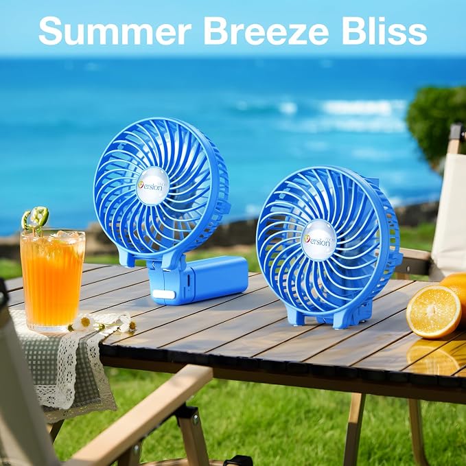 VersionTECH. Portable Handheld Fan, Powerful+Durable+180° Foldable, Mini Hand Fans with USB Rechargeable Battery Operated Cooling Accessories for Personal Use, Travel, Office Blue - Image 7