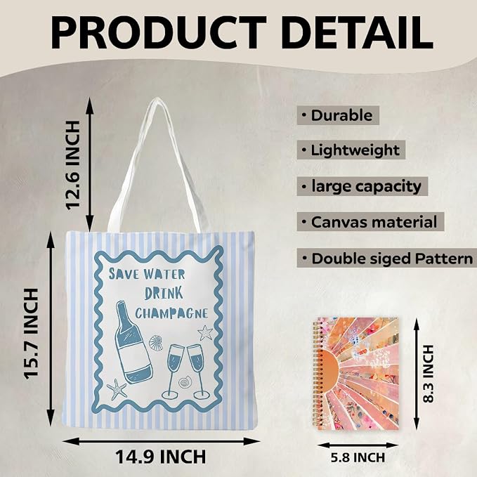 Summer Coastal Beach Canvas Tote Bag - Image 6