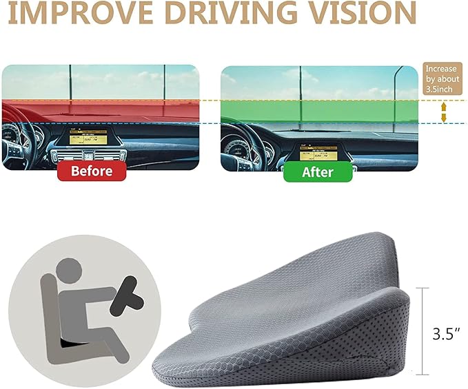 Livtribe Car Seat Cushion, Comfortable Wedge Seat Cushion for Driving | Memory Foam Seat Pad, Breathable Mesh Cover, Non-Slip Bottom, Pressure Relief, Improved Forward View, Road Trip Essentials - Image 5
