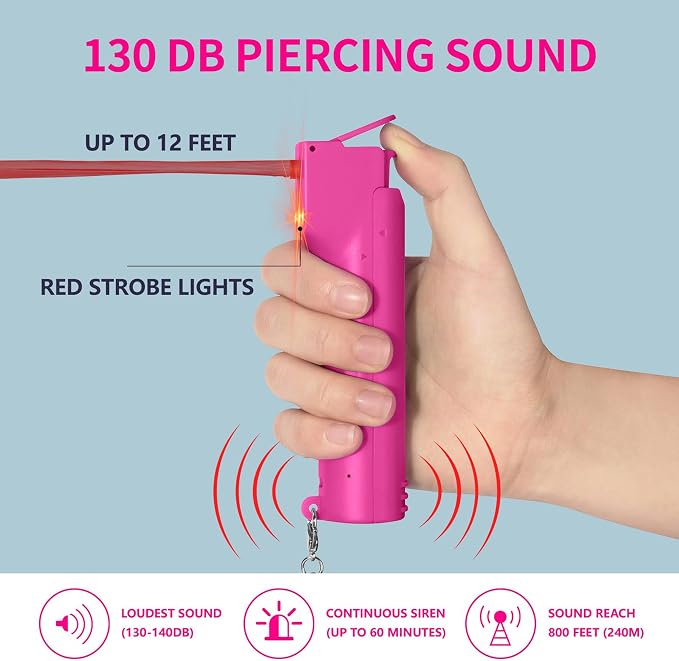 3-in-1 Self Defence Personal Alarm with Pepper Spray Set for Women, Max Strength Pepper Gel & 130 dB Safety Alarms & Strobe Lights, Quick Release, 3X Protection, Canister Replaceable - Image 3