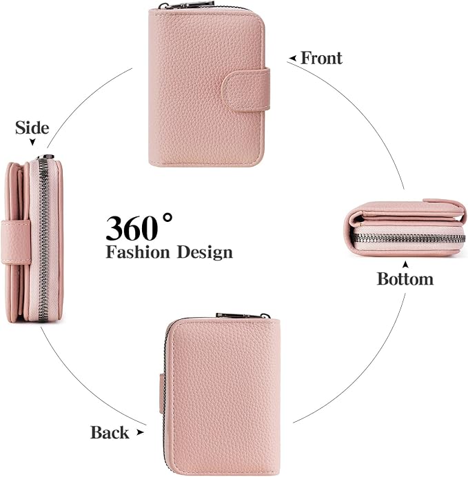 Credit Card Holder for Women Small Leather RFID Blocking Security Card Wallet with ID Window - Image 4