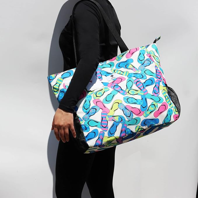 ESVAN LARGE BEACH BAG Water Resistant Lightweight 20 inch Women Oversize Tote Bag for Gym Beach Travel Pool Yoga Nurse - Image 2