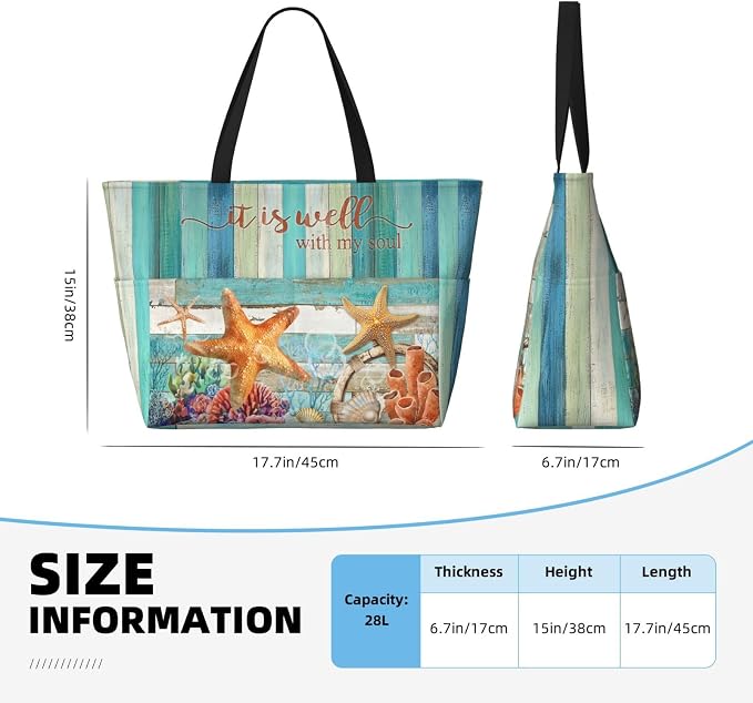 Beach Bag Tote Bags Waterproof Sandproof for Women Large Beach Tote Pool Bag Foldable with Zipper for Travel Weekend - Image 6