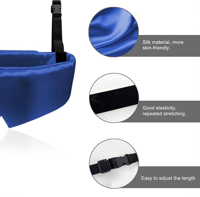 Travel Pillows for Airplanes, Airplane Head Strap with Silk Eye Mask for Sleeping, Long Flights & Car Road Trips 360°Headrest Neck Support, Stops Bobbing, Small & Compact（Blue） - Image 4