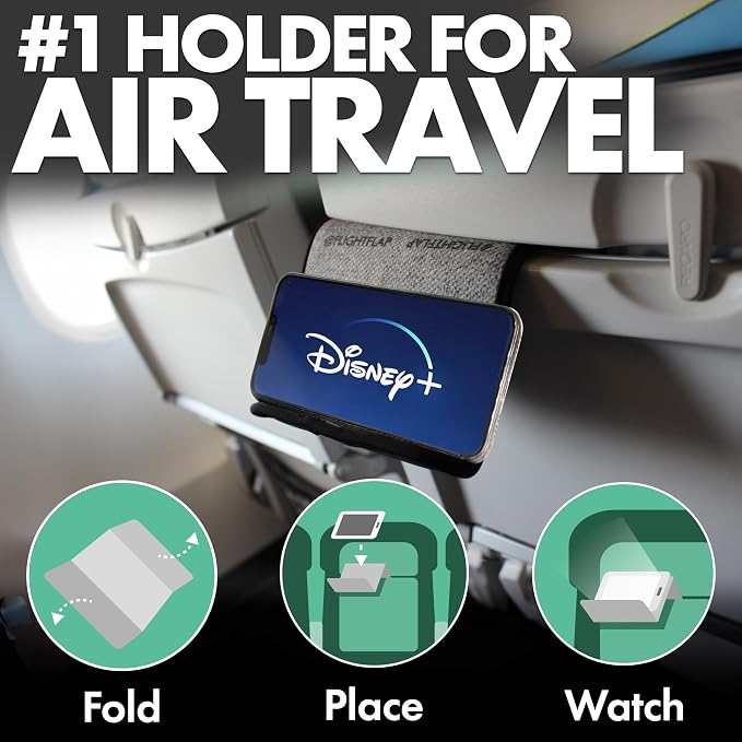 Airplane Phone Holder - Foldable Phone Stand for Plane Travel | Aluminum Build, 9 x 5.2 in. Matte Pro Finish, Tabletop Mount Desk, Plane Tray Seat back, Treadmill, Fits iPhone Cell Phone - Image 2