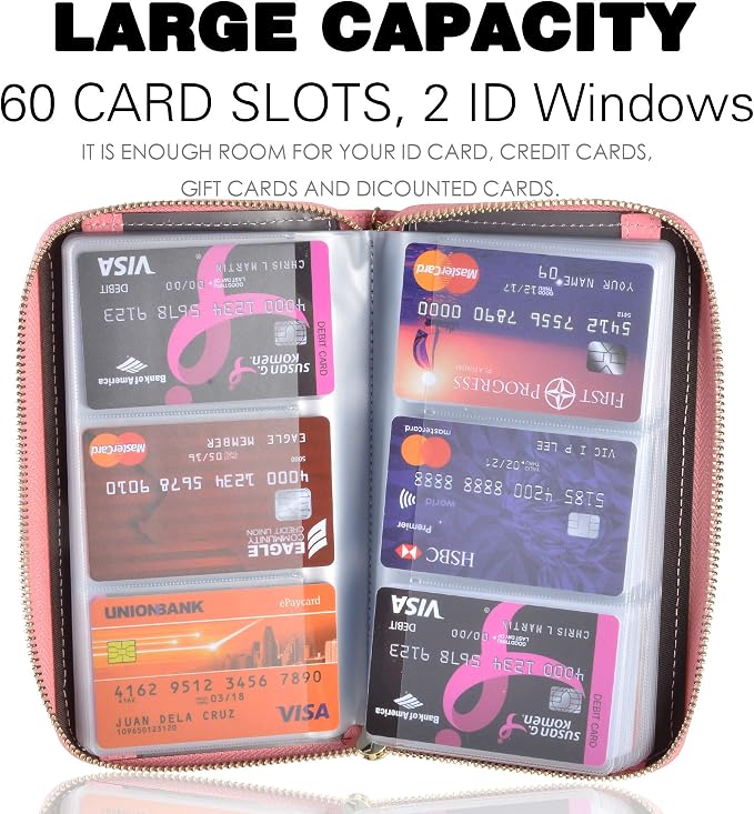 Easyoulife Credit Card Holder Wallet Womens Zipper Leather Case Purse RFID Blocking - Image 3