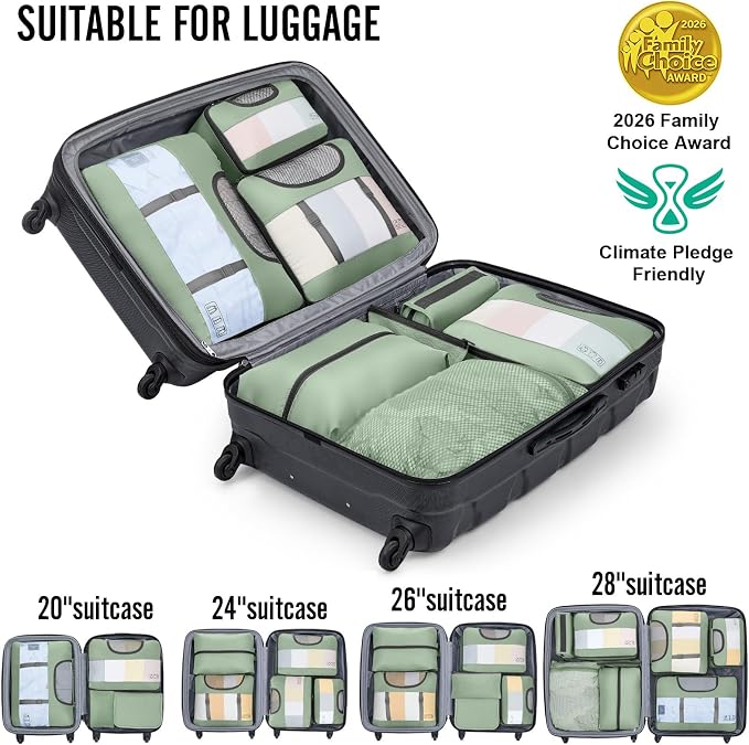 Veken 10 Set Packing Cubes for Travel Essentials,Anti-Wrinkle Buckled Suitcase Organizer for Shoe & Toiletry Bag,Carry On Luggage Bag with 99+ Count Mesh Holes for Airplane & College Dorm Accessories - Image 5