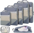 PFEYRPK Lightweight Compression Packing Cubes for Suitcases, Compressible Expandable Travel Packing Organizer with Clear Toiletries and Backpack Bag, Travel Essentials for Carry on Luggage 7 Set by PFEYRPK