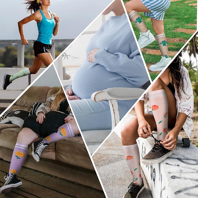 fenglaoda Compression Socks for Women Men Support Circulation 6 Pairs Socks For Nurse, Travel, Flight - Image 6